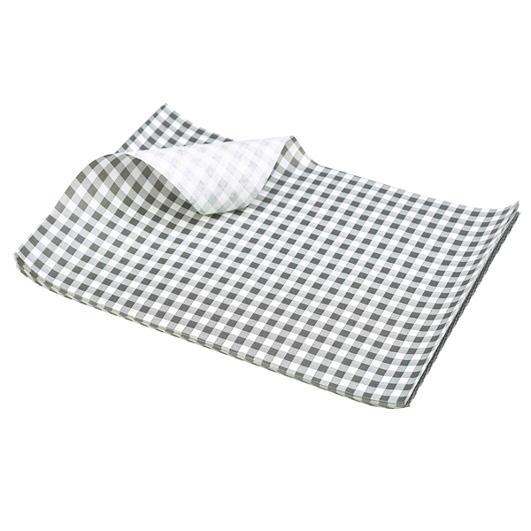 [BC-NPN1487LGBK] Greaseproof Paper Black Gingham Print 35 x 25cm