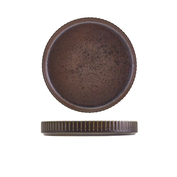 Terra Porcelain Black Fluted Presentation Plate 18cm (Pack of 6)