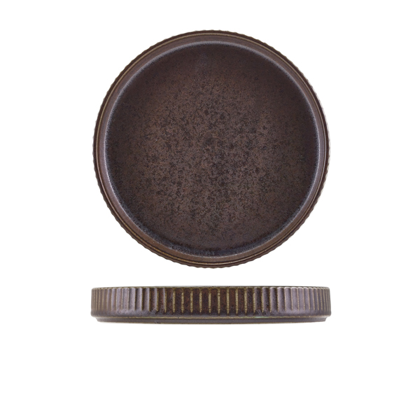 Terra Porcelain Black Fluted Presentation Plate 20.5cm (Pack of 6)