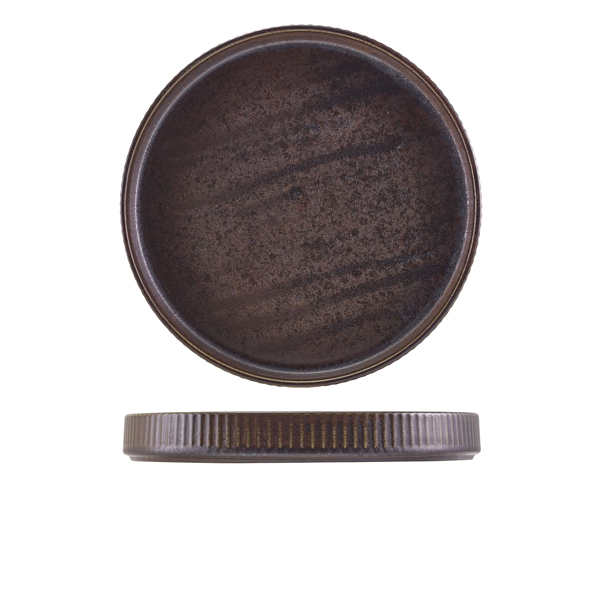 [BC-NPR-PBKF26] Terra Porcelain Black Fluted Presentation Plate 26cm (Pack of 6)