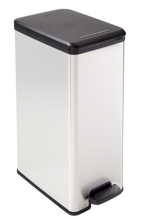 Curver Slim Line Stainless Steel Effect Deco Pedal Bin 40 Litre