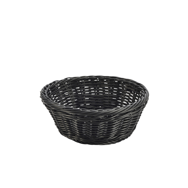 Black Round Polywicker Basket 21Dia x 8cm (Pack of 6)