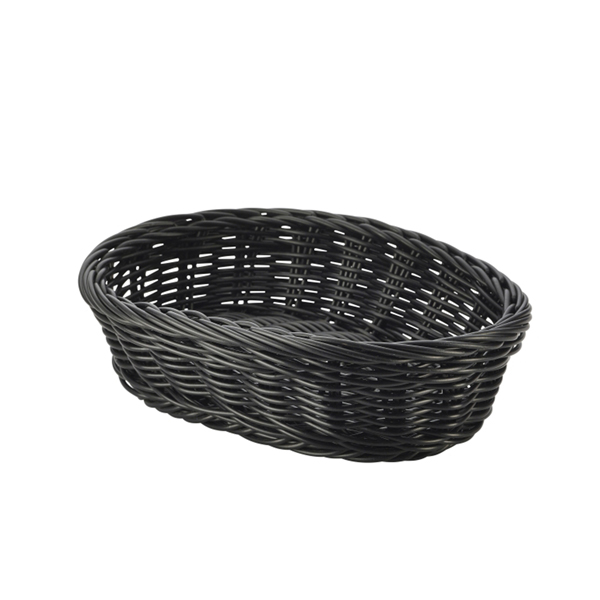 [BC-NPWB-2316BK] Black Oval Polywicker Basket 22.5 x 15.5 x 6.5cm (Pack of 6)