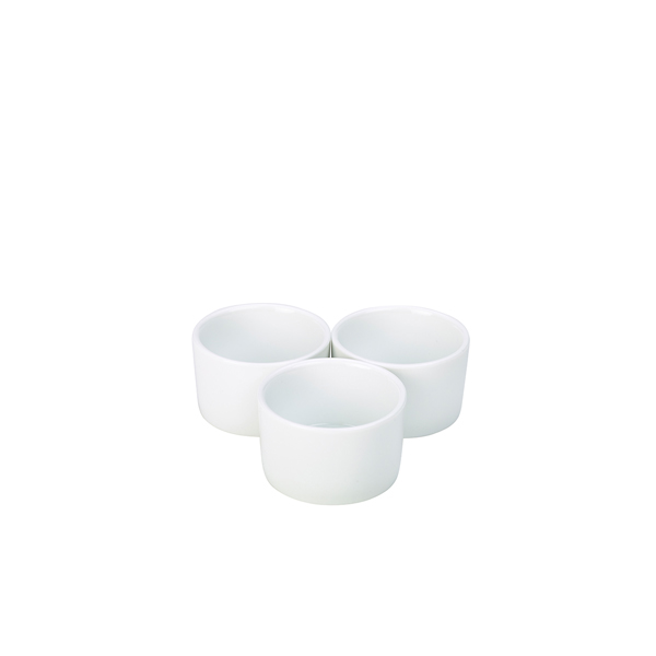 [BC-NRAMCON8-W] Genware Porcelain Contemporary Smooth Ramekin 8cm/ 3" (Pack of 6)