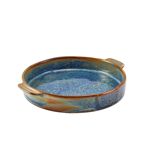 [BC-NRD-PBL20] Terra Porcelain Aqua Blue Round Eared Dish 20.3cm (Pack of 6)