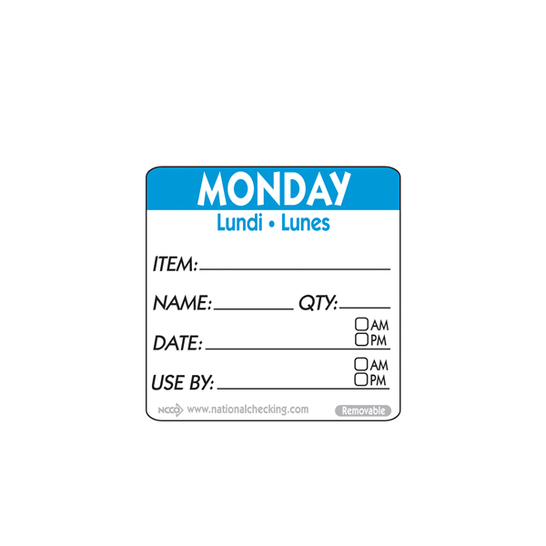 [BC-NRIDU2201R] 50mm Monday Removable Day Label(500)