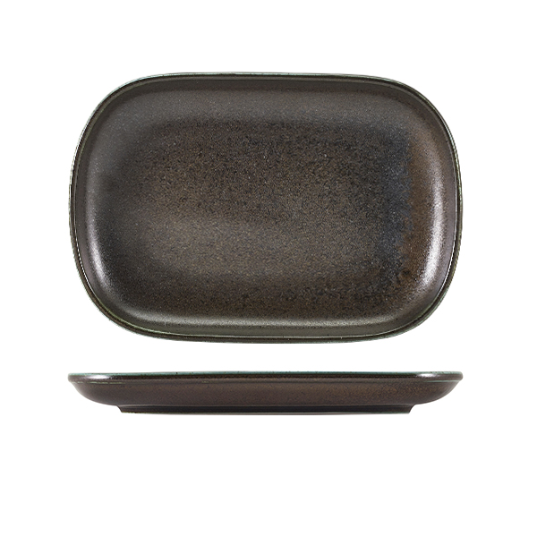 Terra Porcelain Black Rectangular Plate 24 x 16.5cm (Pack of 12)