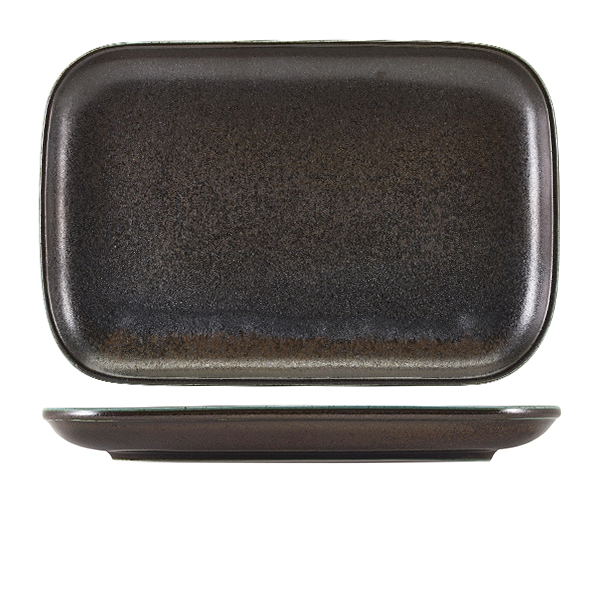 Terra Porcelain Black Rectangular Plate 34.5 x 23.5cm (Pack of 6)