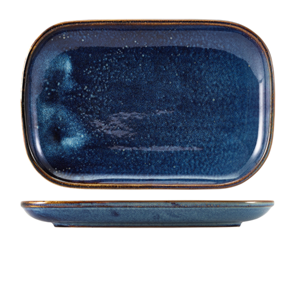 Terra Porcelain Aqua Blue Rectangular Plate 34.5 x 23.5cm (Pack of 6)