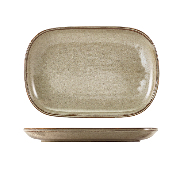 Terra Porcelain Grey Rectangular Plate 24 x 16.5cm (Pack of 12)