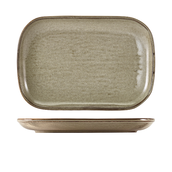 Terra Porcelain Grey Rectangular Plate 29 x 19.5cm (Pack of 6)