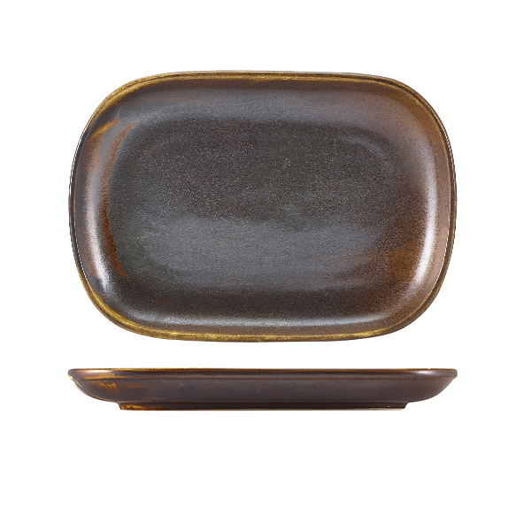Terra Porcelain Rustic Copper Rectangular Plate 24 x 16.5cm (Pack of 12)