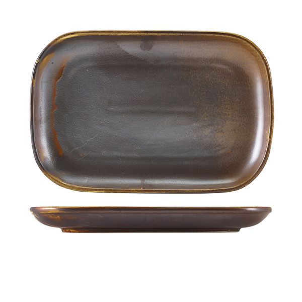 Terra Porcelain Rustic Copper Rectangular Plate 29 x 19.5cm (Pack of 6)