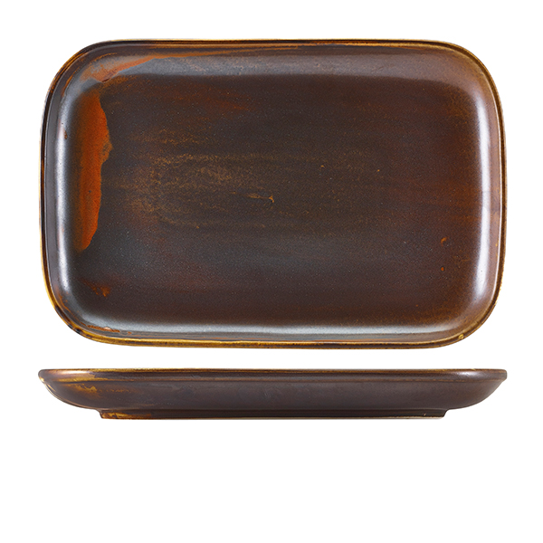 Terra Porcelain Rustic Copper Rectangular Plate 34.5 x 23.5cm (Pack of 6)