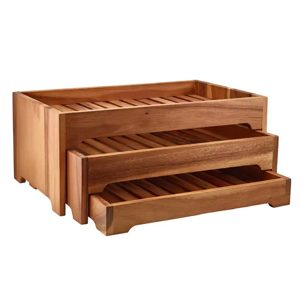 [BC-NRSR-WDS11] GenWare Acacia Wood 3 Tier Display Stand GN 1/1