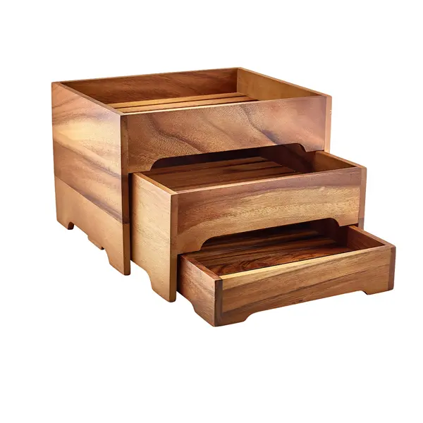 [BC-NRSR-WDS12] GenWare Acacia Wood 3 Tier Display Stand GN 1/2