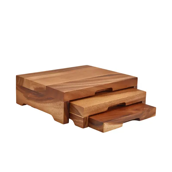 [BC-NRSR-WLS12] GenWare Acacia Wood Stepped Display Stand GN 1/2