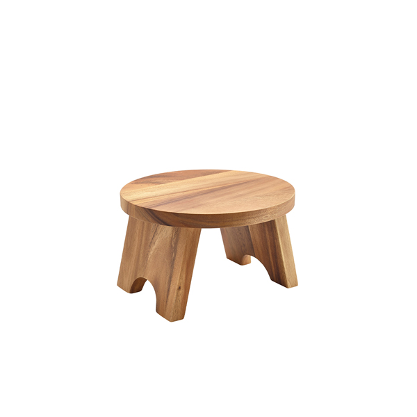Genware Acacia Wood Round Buffet Riser 25cm