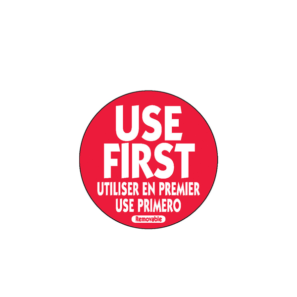 50mm Removable Use First Red Label (500)