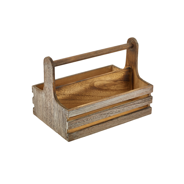 [BC-NRWTC-M] Medium Rustic Wooden Table Caddy