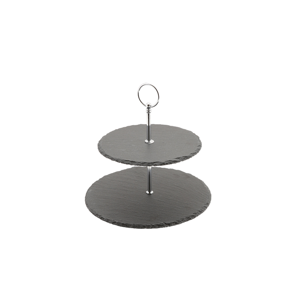 Genware Slate 2-Tier Cake Stand 20/25cm