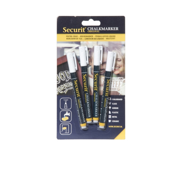[BC-NSMA100-V4-WT] Chalkmarkers 4 Pack White Small