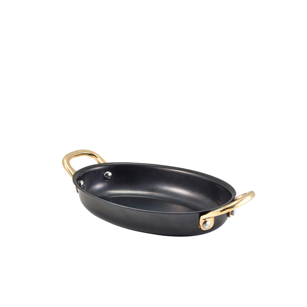 [BC-NSSD16BKV] GenWare Black Vintage Steel Oval Dish 16.5 x 12.5cm (Pack of 6)