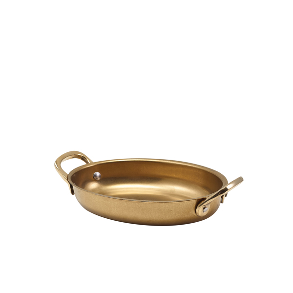 GenWare Gold Vintage Steel Oval Dish 16.5 x 12.5cm (Pack of 6)