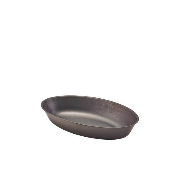 [BC-NSSD1711BKV] GenWare Black Vintage Steel Oval Dish 17.5 x 11cm (Pack of 6)