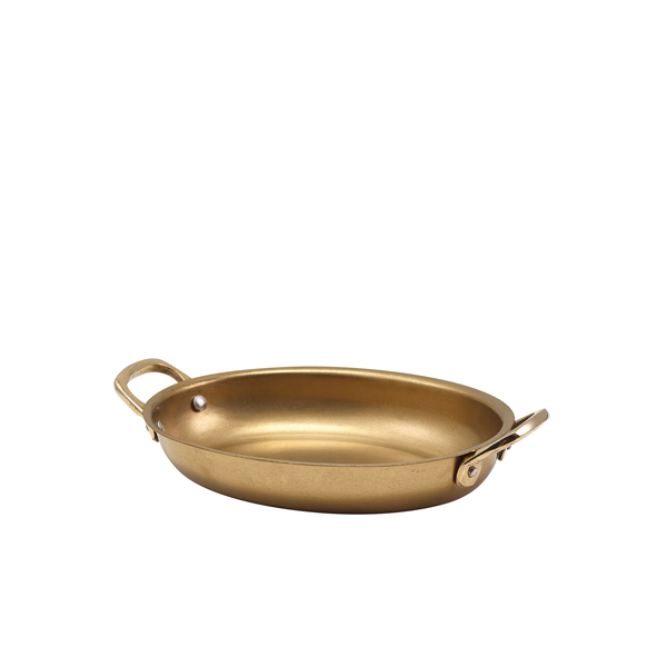 GenWare Gold Vintage Steel Oval Dish 18.5 x 13.5cm (Pack of 6)