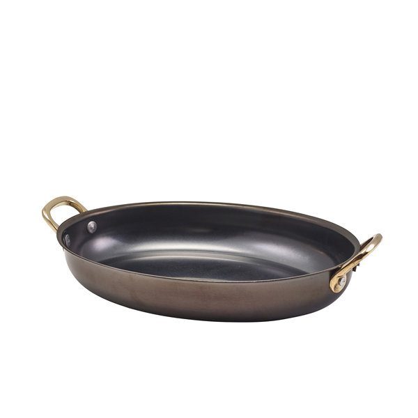 GenWare Black Vintage Steel Oval Dish 24.5 x 17.5cm (Pack of 6)