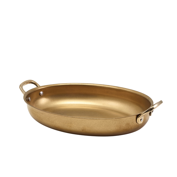 GenWare Gold Vintage Steel Oval Dish 24.5 x 17.5cm (Pack of 6)