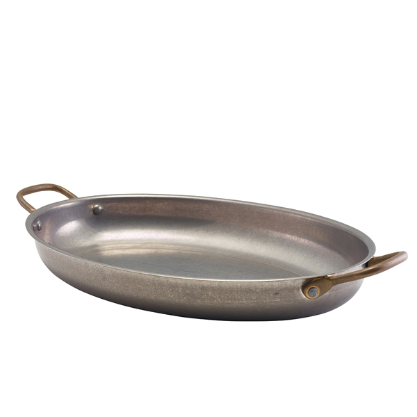 [BC-NSSD34V] GenWare Vintage Steel Oval Dish 34 x 23cm (Pack of 3)