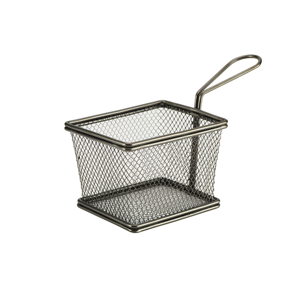 [BC-NSVB1210BK] Black Serving Fry Basket Rectangular 12.5 x 10 x 8.5cm (Pack of 6)