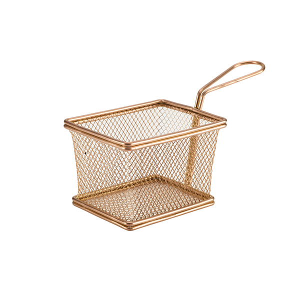 [BC-NSVB1210C] Copper Serving Fry Basket Rectangular 12.5 x 10 x 8.5cm (Pack of 6)