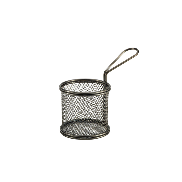 [BC-NSVBR09BK] Black Serving Fry Basket  Round 9.3 x 9cm (Pack of 6)