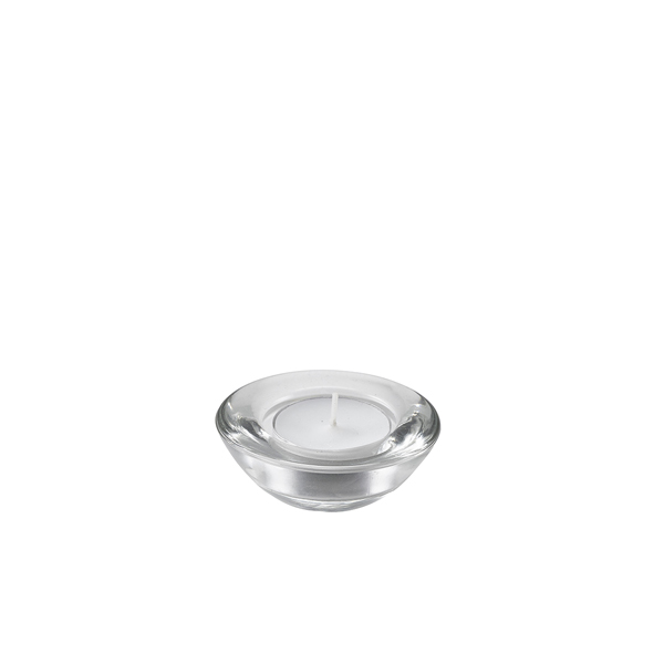Genware Glass Round Tealight Holder 75mm Dia (Pack of 12)