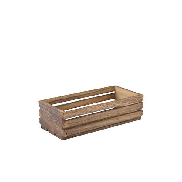 [BC-NTR216] Genware Dark Rustic Wooden Crate 25 x 12 x 7.5cm