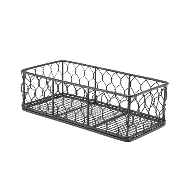 [BC-NWB2512BK] GenWare Rectangular Black Wire Basket 25 x 12 x 7.5cm (Pack of 6)