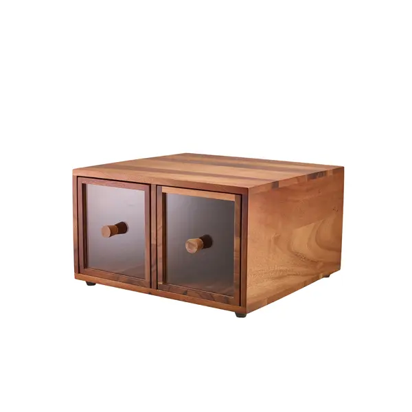[BC-NWBB-3432] GenWare Acacia Wood Double Bread Box
