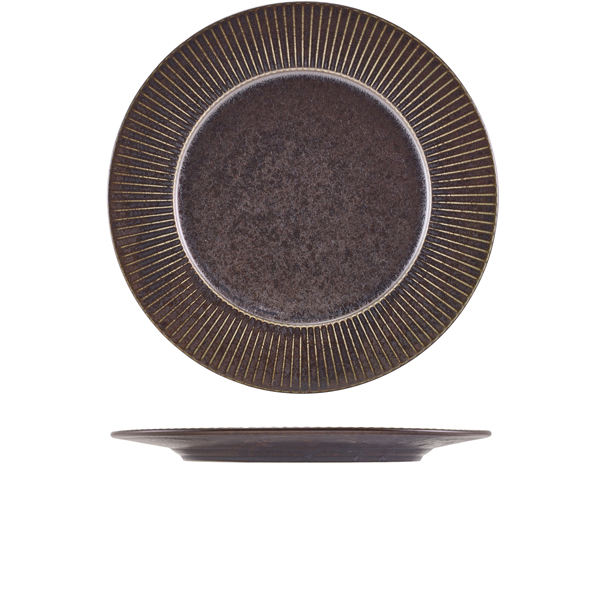 [BC-NWP-PBKF29] Terra Porcelain Black Fluted Winged Plate 29cm (Pack of 6)
