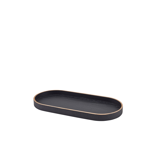 [BC-NWVT-V35BK] GenWare Oval Black Wood Veneer Tray 35 x 16.5cm