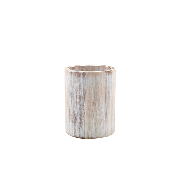 [BC-NWCC10W] GenWare White Wash Acacia Wood Cutlery Cylinder