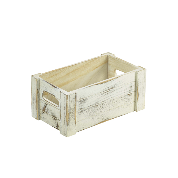 [BC-NWDC-2716W] Genware White Wash Wooden Crate 27 x 16 x 12cm