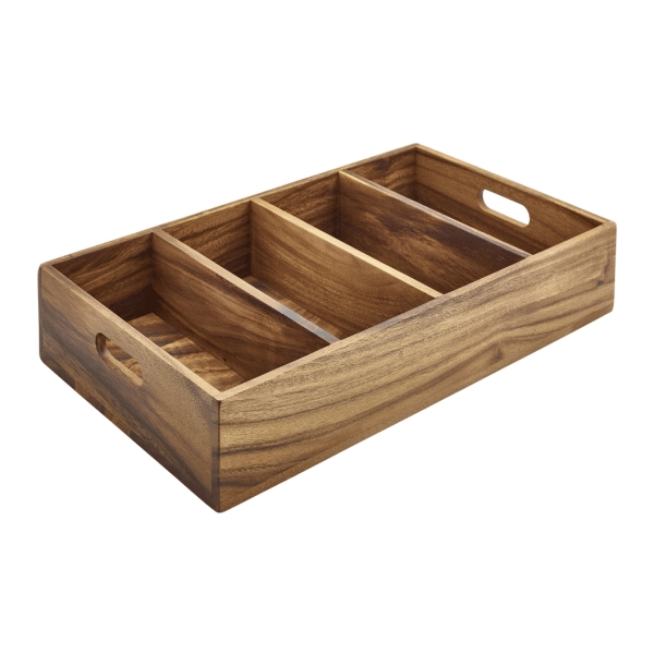 [BC-NWDCT-4] Acacia Wood 4 Compartment Cutlery Tray