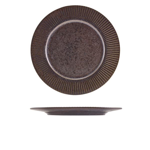 [BC-NWP-PBKF26] Terra Porcelain Black Fluted Winged Plate 26cm (Pack of 6)