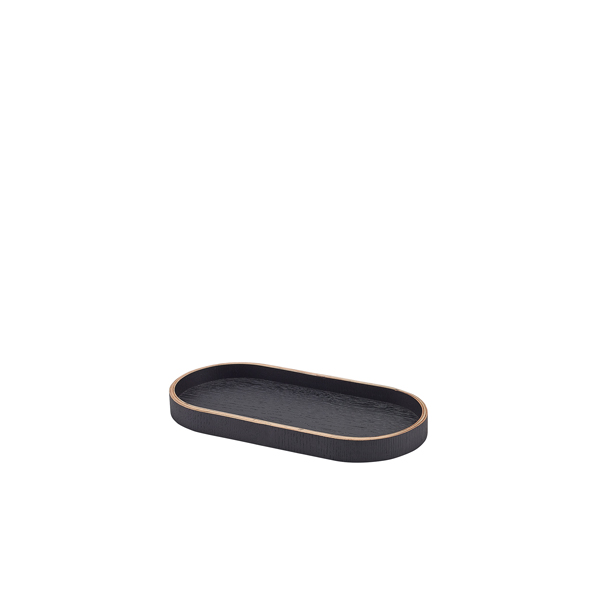 [BC-NWVT-V23BK] GenWare Oval Black Wood Veneer Tray 23 x 11cm