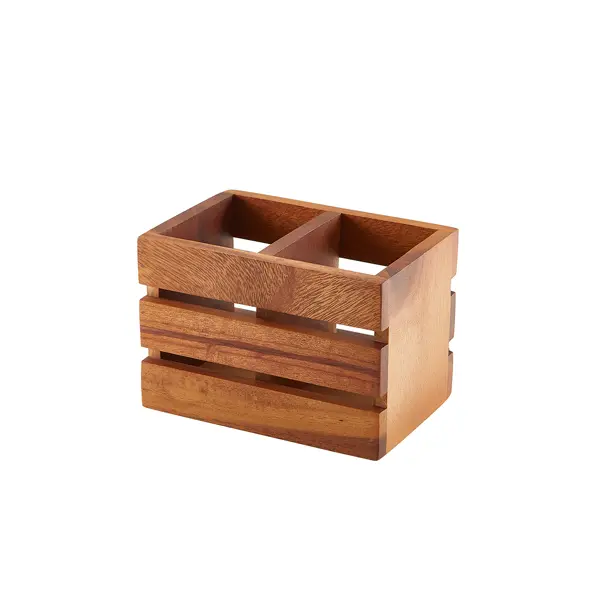 [BC-NWDCB-2] GenWare Acacia Wood 2 Compartment Cutlery Holder