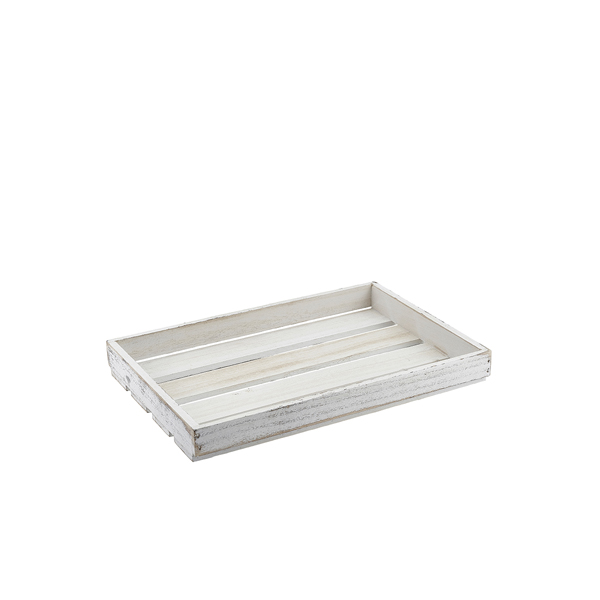 [BC-NTR225LW] Genware White Wash Wooden Crate 35 x 23 x 4cm