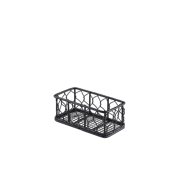 Genware Rectangular Black Wire Basket 14 x 7 x 5.5cm (Pack of 6)